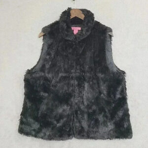 Betsey Johnson Faux Fur Vest Sleeveless Lining Polyester Women Outerwear XL  6PT